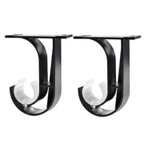 2 Curtain Rod Brackets, Curtain Rail Brackets, Curtain Pole Bracket 28mm Aluminum Alloy Curtain Pole Holder - Black - View 6