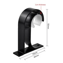 2 Curtain Rod Brackets, Curtain Rail Brackets, Curtain Pole Bracket 28mm Aluminum Alloy Curtain Pole Holder - Black - View 2