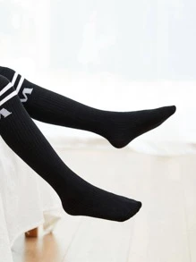 1 đôi Trẻ em Sọc Chữ cái Trên đầu gối Cao Vớ Bóng đá Thể thao Vớ Đối với Em bé , Sinh viên & Thanh thiếu niên - màu đen - Xem 3