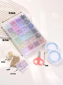 透明彩色玻璃珠手鍊製作套裝，女孩可愛可愛手鍊項鍊飾品製作 - 彩色 - 查看 4