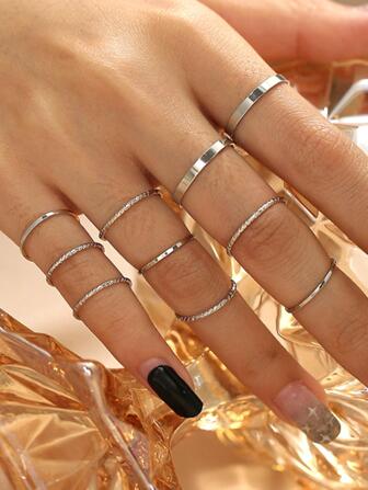 10入組/套極簡戒指