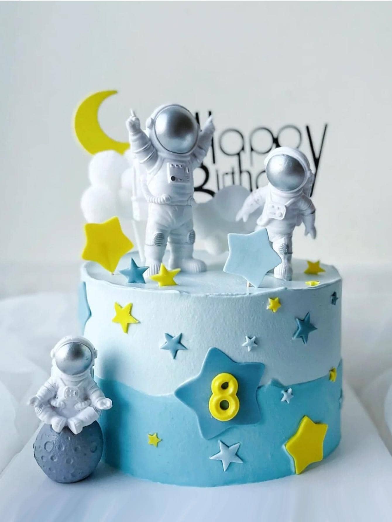 3 piezas Decoración de pasteles astronauta en forma de - Plateado - Ver 1