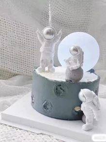 3 piezas Decoración de pasteles astronauta en forma de - Plateado - Ver 6
