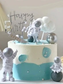 3 piezas Decoración de pasteles astronauta en forma de - Plateado - Ver 3