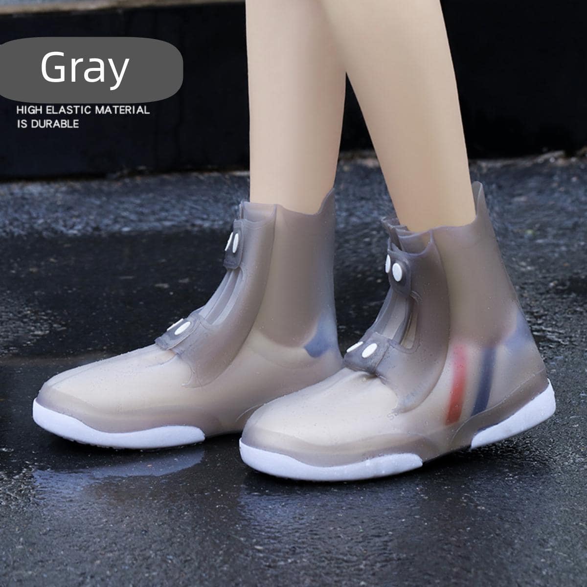 1雙灰色防水遠足雨鞋套 - 灰色 - 查看 1