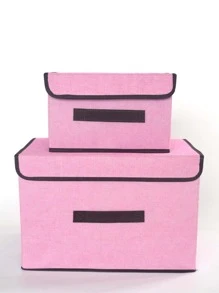 1入組撞色滾邊衣服收納盒 - 粉色 - 查看 1