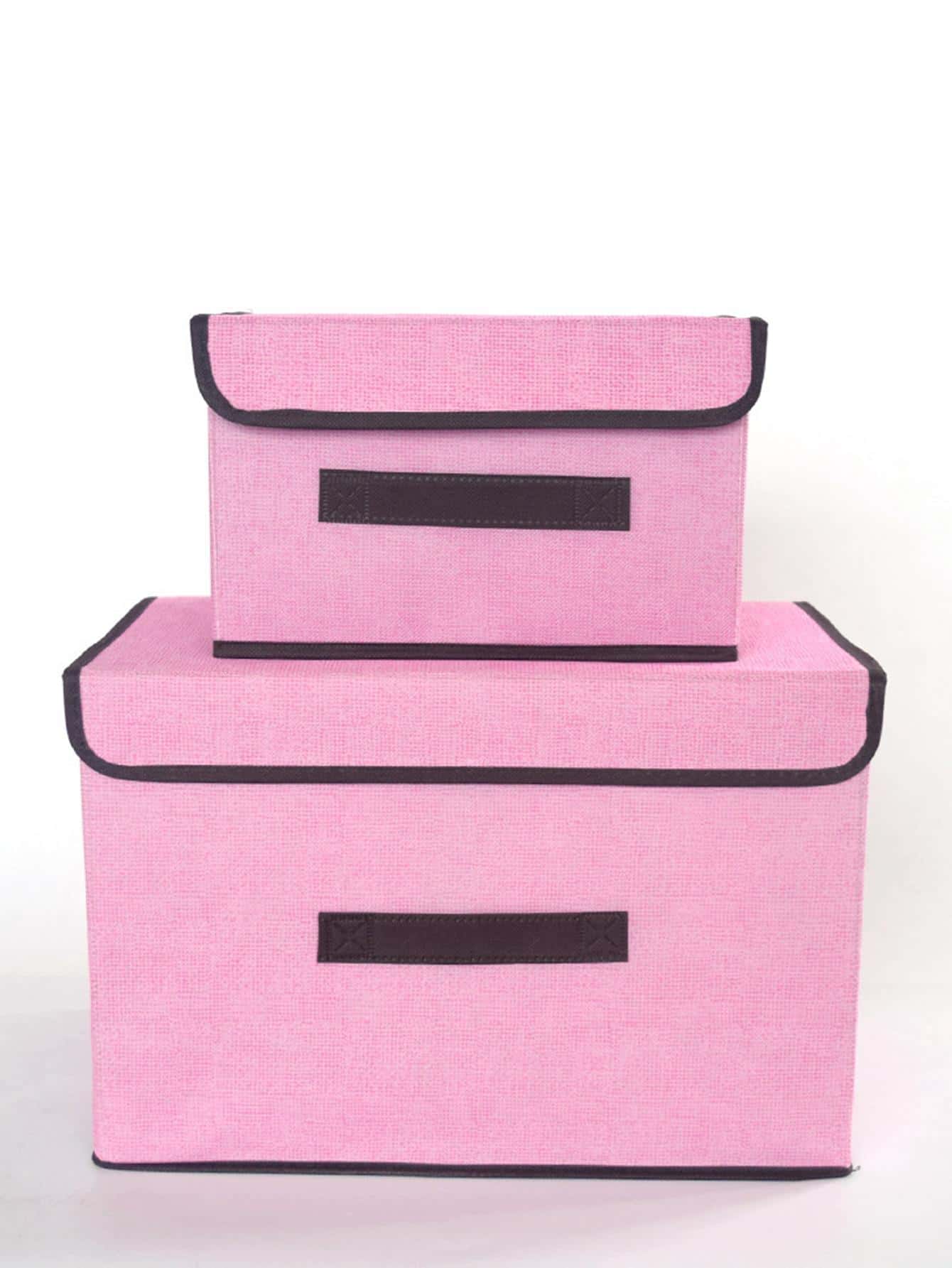 1入組撞色滾邊衣服收納盒 - 粉色 - 查看 1