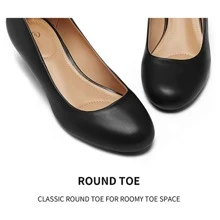 Women Wedge Pumps Closed Toe Low Heel Dress Shoes - 黑色 - 查看 4