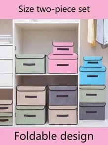 1入組撞色滾邊衣服收納盒 - 粉色 - 查看 9