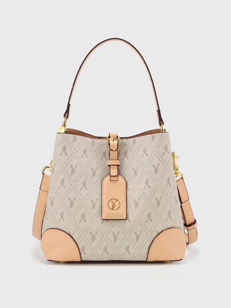 YP Bolso cubo vintage con estampado de letra pequeño de moda