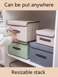 1入組撞色滾邊衣服收納盒 - 粉色 - 查看 7