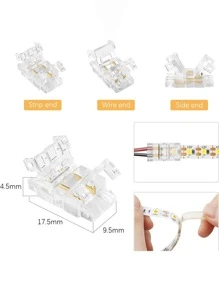 12 chiếc 2 chân không hàn nối với dây đầu nối nhanh 8mm đầu nối dải đèn LED nhanh không khe hở cho dải đèn LED đơn sắc chống nước hoặc không chống nước - trắng - Xem 5