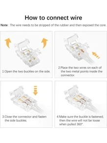 12 chiếc 2 chân không hàn nối với dây đầu nối nhanh 8mm đầu nối dải đèn LED nhanh không khe hở cho dải đèn LED đơn sắc chống nước hoặc không chống nước - trắng - Xem 6