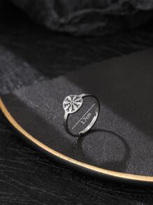 Nooxian 1pc Glow In The Dark Compass Decor Ring - Silver - View 5