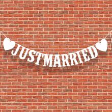 1pc Paper Hanging Flag, Modern Letter Decor Pull Flag For Wedding Party - White - View 3