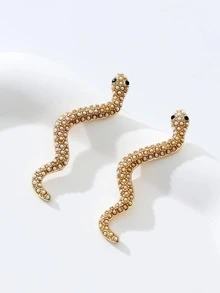 1對古董蛇前和後耳釘適合女士 - 彩色 - 查看 2