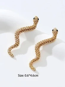 1對古董蛇前和後耳釘適合女士 - 彩色 - 查看 3