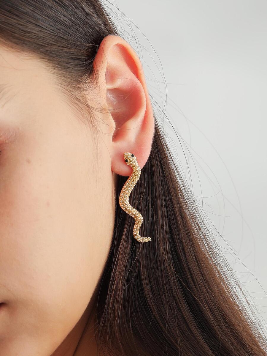 1對古董蛇前和後耳釘適合女士 - 彩色 - 查看 1