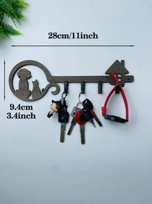 1pc Dog Cat Key Wall Hook, Creative Key Holder For Front Door, Creative Key Design Wall Decoration Rack Hanger - Maroon - View 3