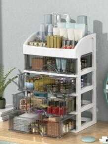 1pc White Cosmetic Storage Box,For Holiday Beach, Bathroom Collection, Bedroom Collection, Large Capacity