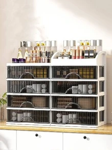 1pc White Cosmetic Storage Box,For Holiday Beach, Bathroom Collection, Bedroom Collection, Large Capacity