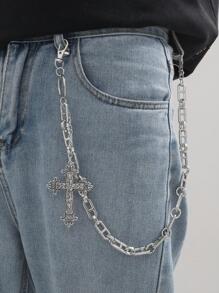 街头风单件银色十字架吊坠朋克风项链，复古时尚，适合万圣节、夏季、秋季、秋季、万圣节秋冬配饰，适合青少年、青年、男士，休闲、户外、运动、度假、毕业礼物、生日、日常佩戴 - 銀色 - 查看 5