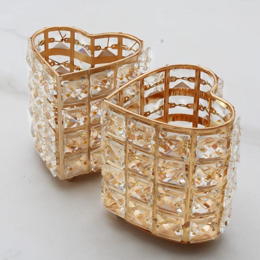 Women Makeup Brush Tools Holder Bucket, Cosmetic Storage Crystal Box Collector Pencil Vase Brush Bucket - Gold - View 1
