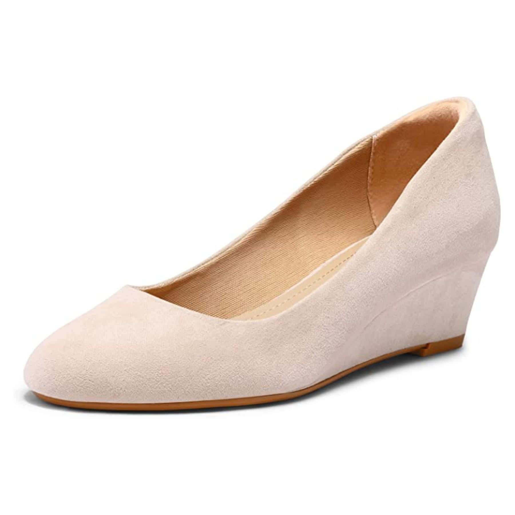 Women Wedge Pumps Closed Toe Low Heel Dress Shoes - 粉色 - 查看 1