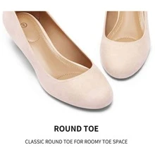 Women Wedge Pumps Closed Toe Low Heel Dress Shoes - 粉色 - 查看 4