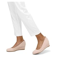 Women Wedge Pumps Closed Toe Low Heel Dress Shoes - 粉色 - 查看 6