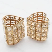 Women Makeup Brush Tools Holder Bucket, Cosmetic Storage Crystal Box Collector Pencil Vase Brush Bucket - Gold - View 2