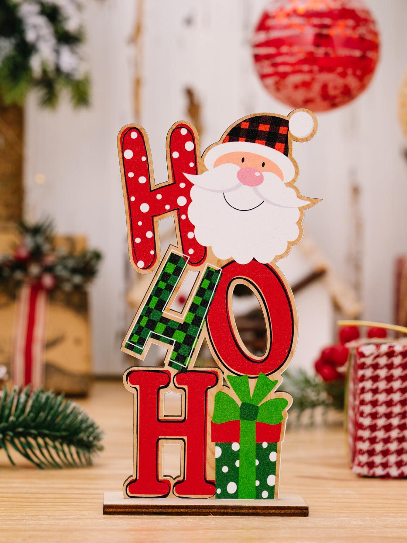 1件圣诞装饰品 - 鲁道夫木制摆件，彩色字母木制中心装饰，适合节日餐桌装饰、圣诞家居桌面装饰、老年雪人木制摆件、节日装饰、家居装饰、房间装饰、冬季圣诞装饰、圣诞家居礼物、圣诞装饰品 - 彩色 - 查看 1
