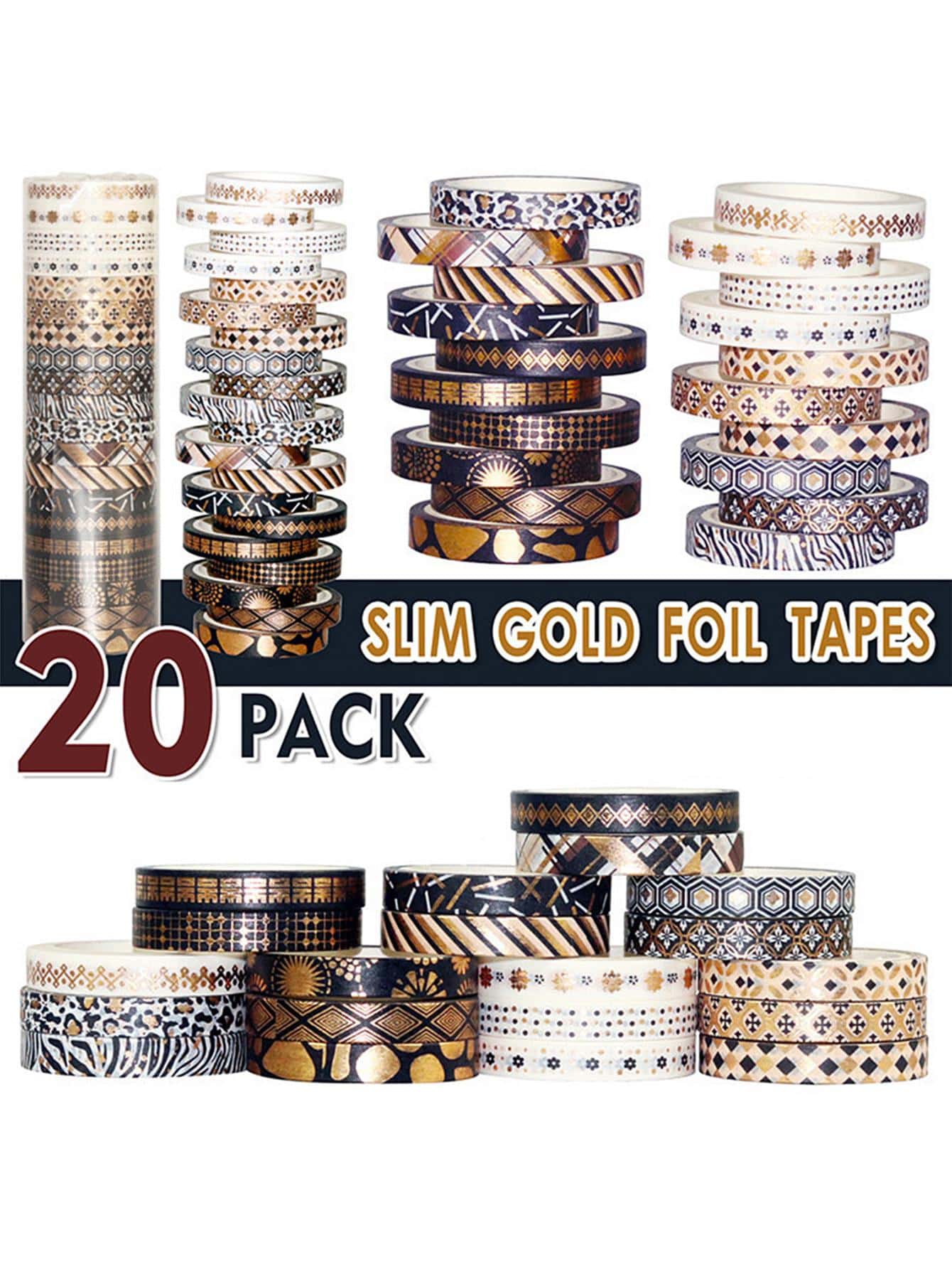 20 cuộn Băng keo Washi họa tiết hình học, Băng keo đa năng cho đồ thủ công DIY, Tài khoản cầm tay, Trang trí - Nhiều màu - Xem 1