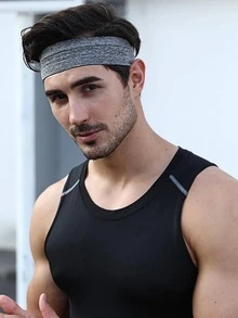 Men Minimalist Sports Hair Band - Grey - View 1
