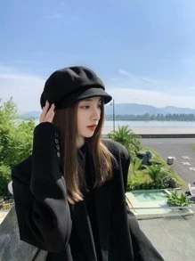 素色貝克帽 - 黑色 - 查看 1