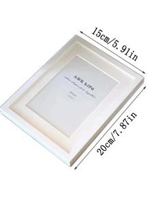 1 pieza Marco de fotos de madera simple para sobremesa/montar en pared de 7"/10", incluye lámina decorativa interior aleatoria, al por mayor - Blanco - Ver 8