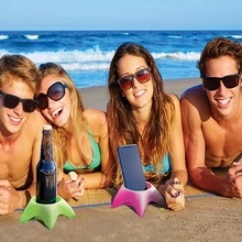 1入組海星飲料杯支架沙杯墊海灘度假配件 - 藍色 - 查看 2