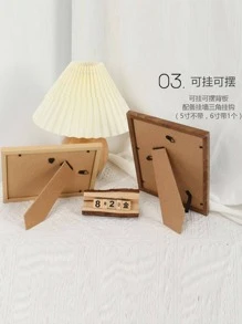 1 pieza Marco de fotos de madera simple para sobremesa/montar en pared de 7"/10", incluye lámina decorativa interior aleatoria, al por mayor - Blanco - Ver 9