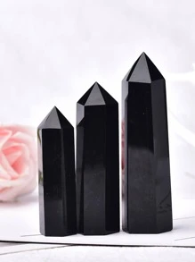 1入天然岩石黑曜石六角柱水晶柱礦物質裝飾物療法棒家居裝飾 - 黑曜石水晶點 - 查看 4