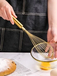 1入組不銹鋼打蛋器，金色家用便攜式打蛋器