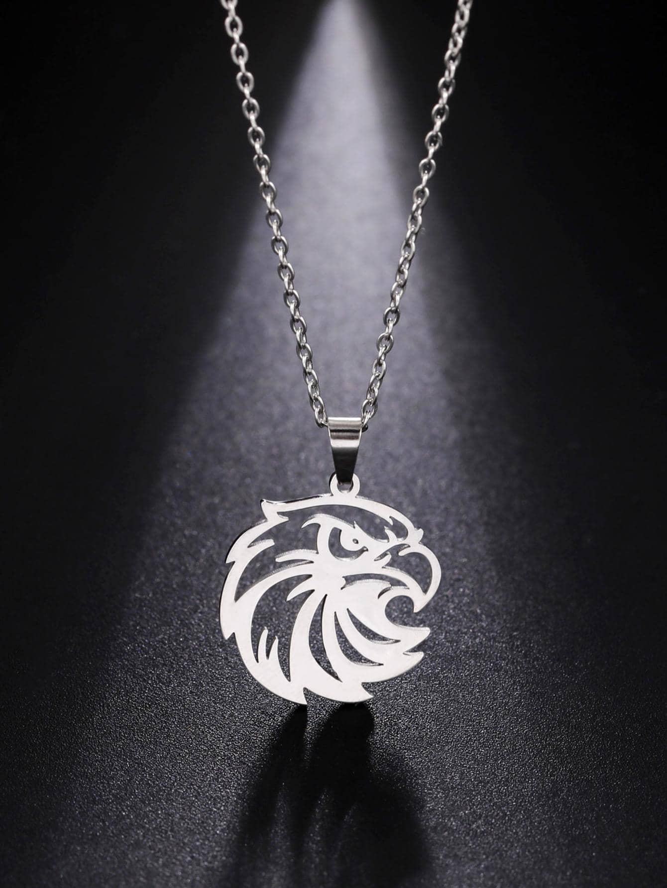 Eagle Pendant Necklace - Silver - View 1