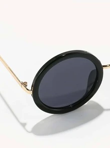 圓框太陽鏡 - 黑色 - 查看 4