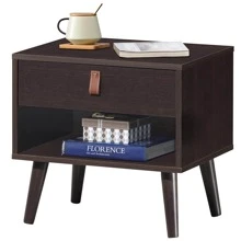 Costway Nightstand Sofa Side End Table Bedside Table Drawer Storage - Chocolate Brown - View 1