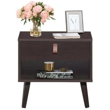 Costway Nightstand Sofa Side End Table Bedside Table Drawer Storage - Chocolate Brown - View 9
