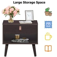 Costway Nightstand Sofa Side End Table Bedside Table Drawer Storage - Chocolate Brown - View 6