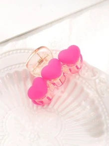 1个女士爱心装饰时尚发爪，可爱粉色配饰，情人节爪夹，发夹，发卡，发夹，发圈，发夹，发卡，秋冬季女士发饰，适合度假、夏季海滩、假日、旅行等场合。 - 玫紅色 - 查看 3