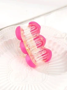 1个女士爱心装饰时尚发爪，可爱粉色配饰，情人节爪夹，发夹，发卡，发夹，发圈，发夹，发卡，秋冬季女士发饰，适合度假、夏季海滩、假日、旅行等场合。 - 玫紅色 - 查看 4