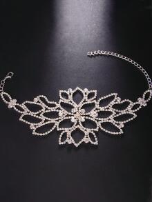 水鑽裝飾花朵設計婚禮腳錬 - 銀色 - 查看 5