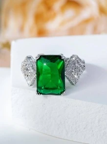 Nhẫn Trang Trí Đá Cubic Zirconia - màu xanh lá - Xem 2