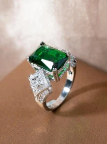 Nhẫn Trang Trí Đá Cubic Zirconia - màu xanh lá - Xem 1